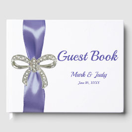 Paars Blue Diamond Bow Wedding Guestbook Gastenboek