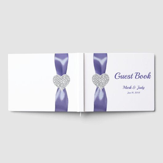 Paars Blue Diamond Heart Wedding Gastenboek (Volledig)