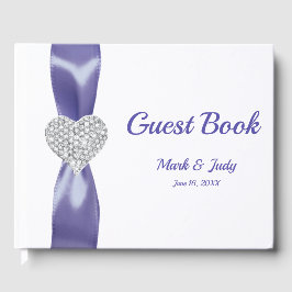 Paars Blue Diamond Heart Wedding Gastenboek
