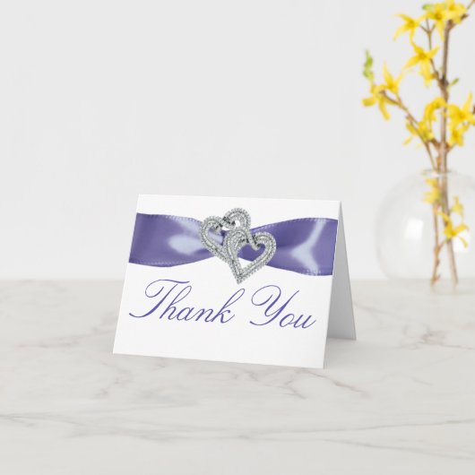 Paars Blue Diamond Hearts Hartelijk dank Kaart (Gele Bloem)