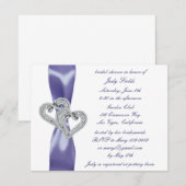 Paars Blue Diamond Hearts Vrijgezellenfeest Kaart (Voorkant / Achterkant)