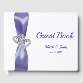 Paars Blue Diamond Hearts Wedding Gastenboek
