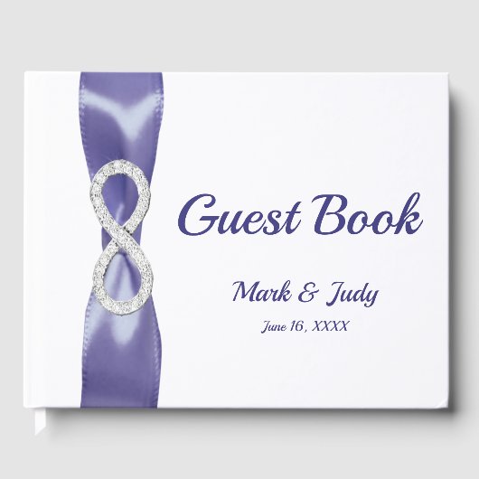 Paars Blue Diamond Infinity Wedding Guestbook Gastenboek (Voorkant)