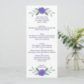 Paars Blue Floral Greenery Foliage Wedding Menu (Staand voorkant)