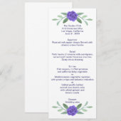 Paars Blue Floral Greenery Foliage Wedding Menu (Voorkant / Achterkant)