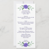 Paars Blue Floral Greenery Foliage Wedding Menu (Voorkant)