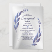 Paars Blue Floral Lijst Silver Kaart (Voorkant)