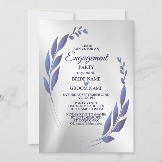 Paars Blue Floral Lijst Silver Kaart (Voorkant)