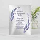 Paars Blue Floral Lijst Silver Kaart (Staand voorkant)