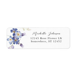Paars Blue Floral Return Address Label 2
