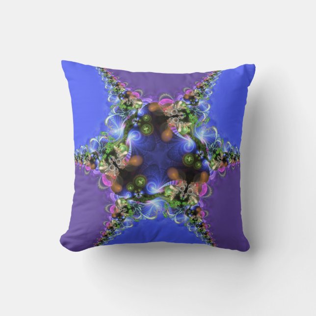 Paars Blue Fractal Twist Home Decor Jumbo Cushion Kussen (Voorkant)