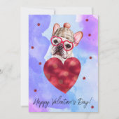 Paars Blue French Bulldog Valentijnsdag Gift Dog Feestdagenkaart (Voorkant)