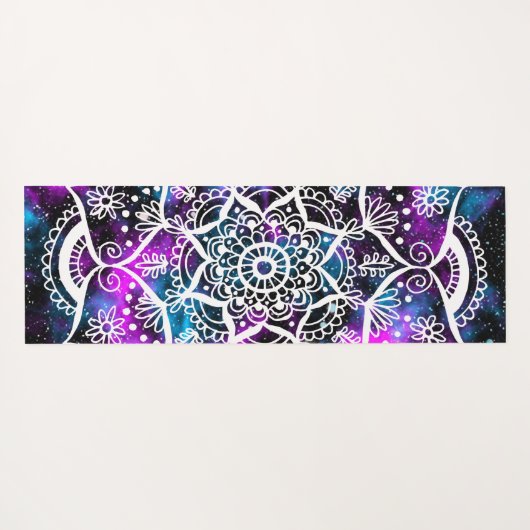 Paars Blue Galaxy Mandala Yoga Mat (Achterkant (horizontaal))