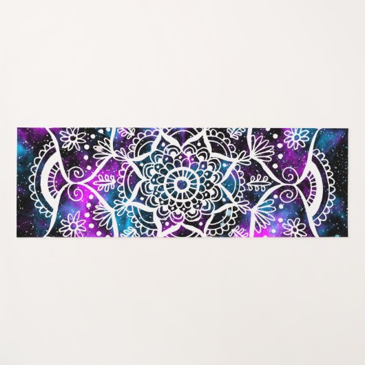 Paars Blue Galaxy Mandala Yoga Mat (Voorkant (horizontaal))