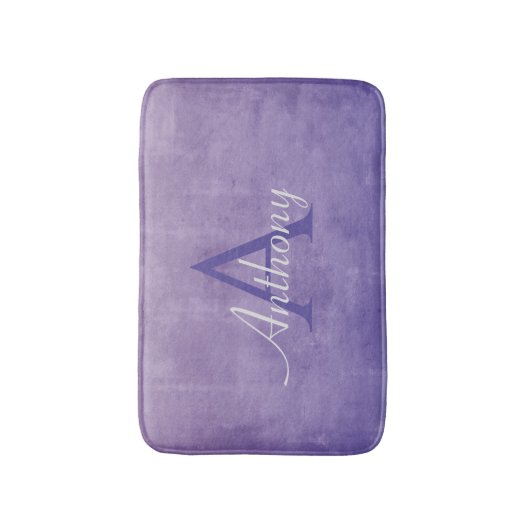 Paars Blue Grey rustige Abstracte naam monogram Badmat (Voorkant Verticaal)