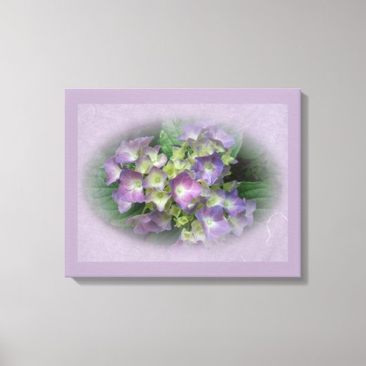 Paars Blue Hydrangea Flowers Canvas Afdruk (Voorkant)