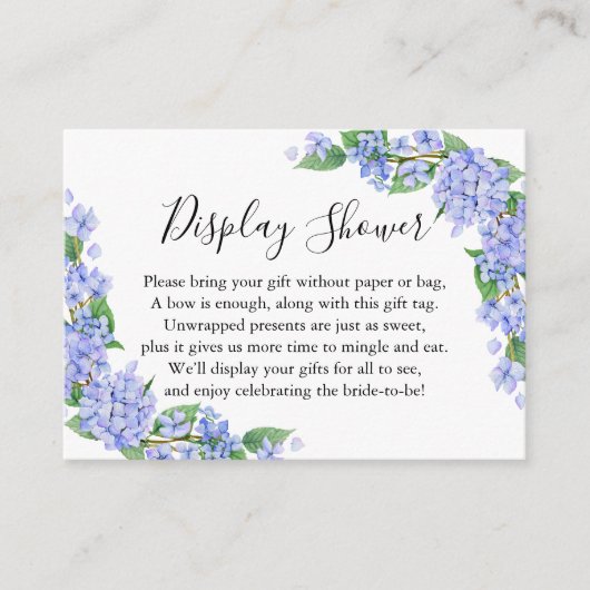 Paars Blue Hydrangeas Display Vrijgezellenfeest Informatiekaartje (Voorkant)
