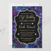 Paars Blue Midnight Crystal Galaxy 21st Birthday Kaart (Voorkant)
