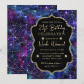 Paars Blue Midnight Crystal Galaxy 21st Birthday Kaart (Voorkant / Achterkant)