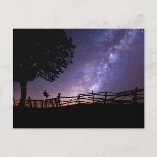 Paars Blue Night Sky Space Universe Briefkaart (Voorkant)