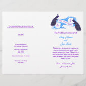 Paars Blue  Peacock Wedding Programme (Voorkant)