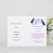 Paars Blue  Peacock Wedding Programme (Staand voorkant)