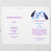 Paars Blue  Peacock Wedding Programme (Voorkant / Achterkant)