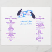 Paars Blue  Peacock Wedding Programme (Achterkant)