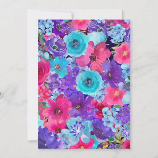 Paars Blue Pink Floral Foto Moederdag Kaart (Achterkant)