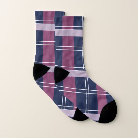 Paars Blue Pset Tartan Patroon Sokken (Paar)