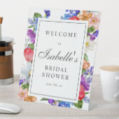 Paars Blue Red Wildflower Vrijgezellenfeest Welkom Reclamebord Met Voetstuk (Insitu)