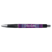 Paars Blue Scottish Tartan Pset op persoonlijke ti Pen (Voorkant)