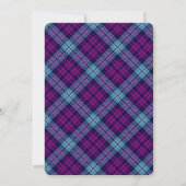 Paars Blue Scottish Tartan Pset Wedding Kaart (Achterkant)