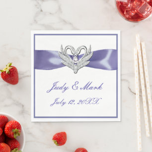 Paars Blue Silver Swans Paper Napkins Servet