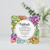 Paars Blue Succulents Botanische Afstuderen Foto Kaart (Staand voorkant)