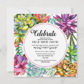 Paars Blue Succulents Botanische Afstuderen Foto Kaart (Voorkant)