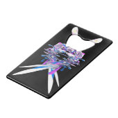 Paars Blue White 3D Splash Abstract Creditkaart Flessenopener (Achterkant Gekanteld)