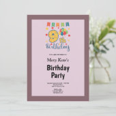 Paars/Blush 9-over-de-dag-uitnodiging Kaart (Staand voorkant)