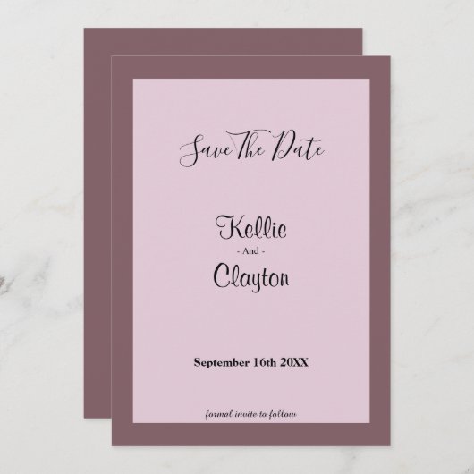 Paars/Blush-frame opslaan datum Save The Date (Voorkant / Achterkant)