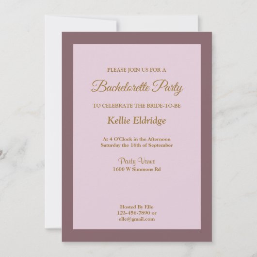 Paars/Blush Framed Bachelorette Party Invitation Kaart (Voorkant)