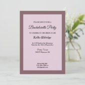 Paars/Blush Framed Bachelorette Party Invitation Kaart (Staand voorkant)