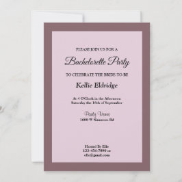 Paars/Blush Framed Bachelorette Party Invitation Kaart