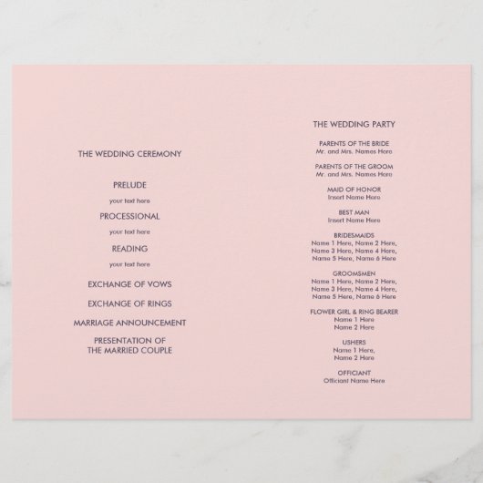Paars Blush Pink Modern Floral Wedding Programme (Achterkant)