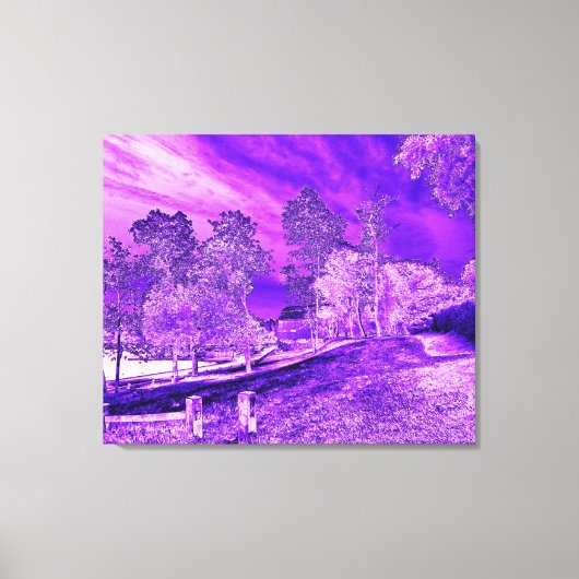 Paars Boat House Scene Wrapped Canvas Afdruk (Voorkant)