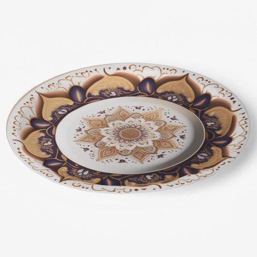 Paars Boho Chic Porcelain China Design Papieren Bordje (Gekanteld)