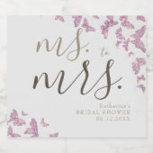 Paars Boho Gold Butterflies Glitter Vrijgezellenfe Sparkling Wijnetiket (Enkel label)