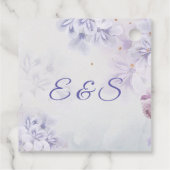 Paars boho-initialen met elegante bloemtuin bedankjes labels (Achterkant)