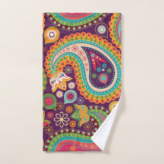 Paars Boho Paisley Handdoek (Handdoek)