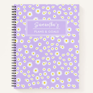 Paars Boho Spring Daisies Pattern Notitieboek
