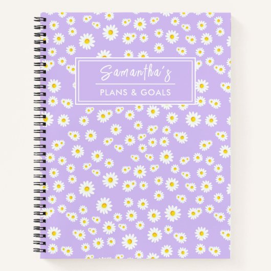 Paars Boho Spring Daisies Pattern Notitieboek (Voorkant)